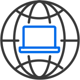 Laptop in a globe icon to represent digitalisation
