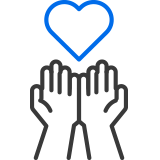 An icon of hands carrying a heart to represent helping the vulnerable