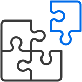 An icon of a puzzle piece to represent matchmaking between businesses and manufactuing talent