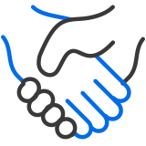 Handshake icon to represent partnership