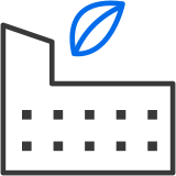 Building and a leaf icon to represent green buildings