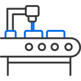 Icon of an automated production line representing production