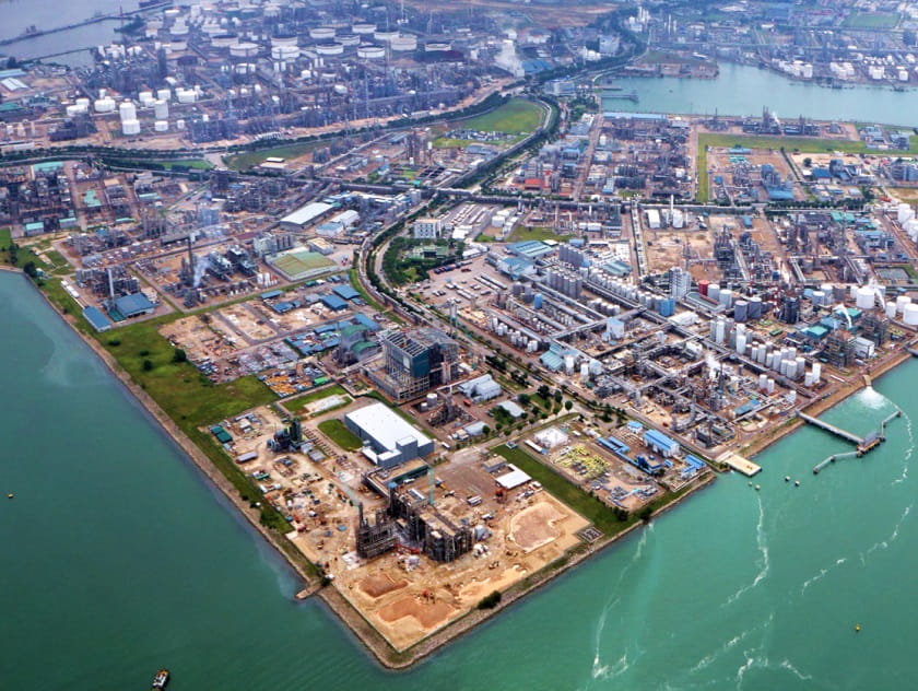 An aerial view of Jurong Island, which is undergoing a transformation to become more sustainable.