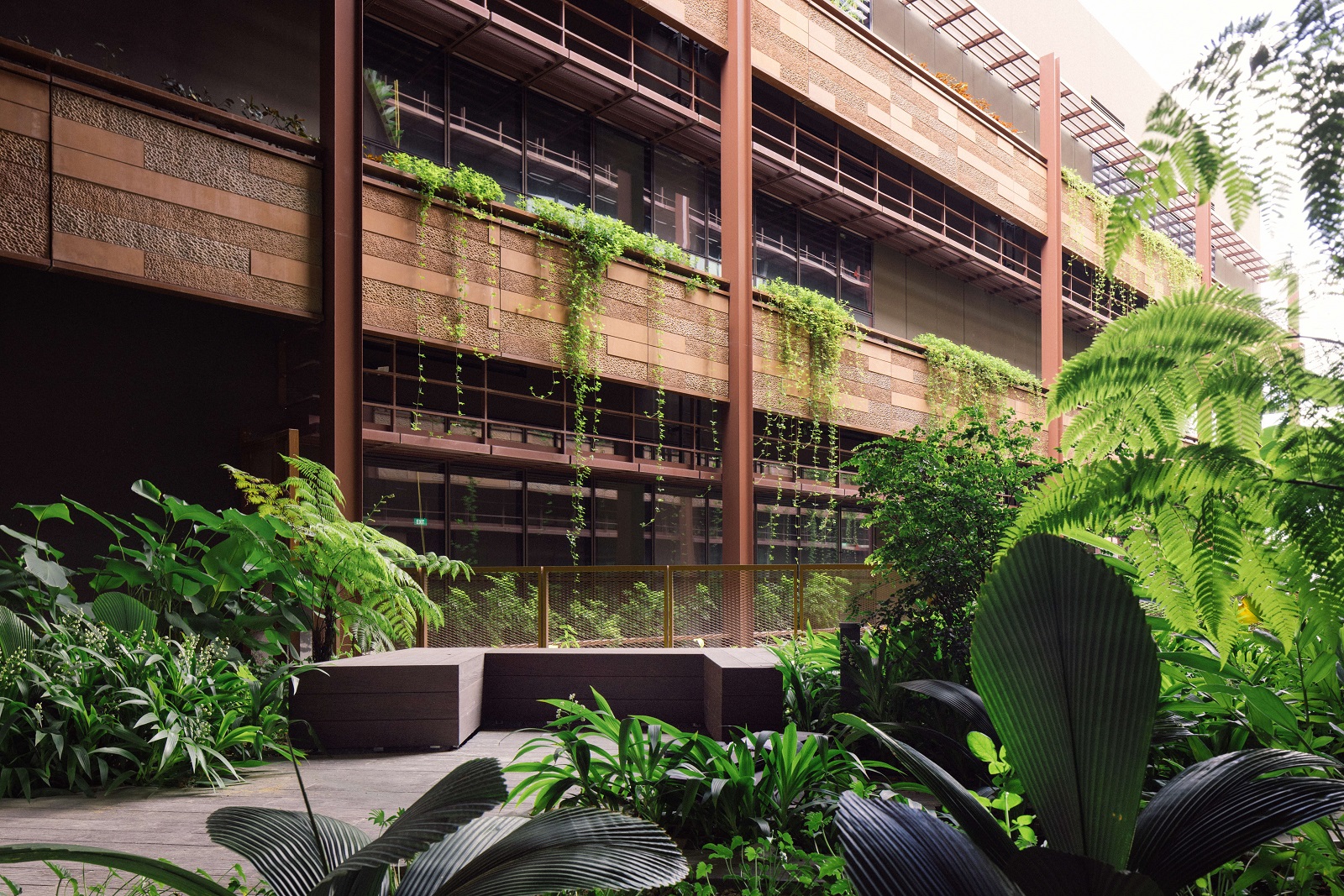  Each building at JTC CleanTech Three has open-air gardens in various corners. 